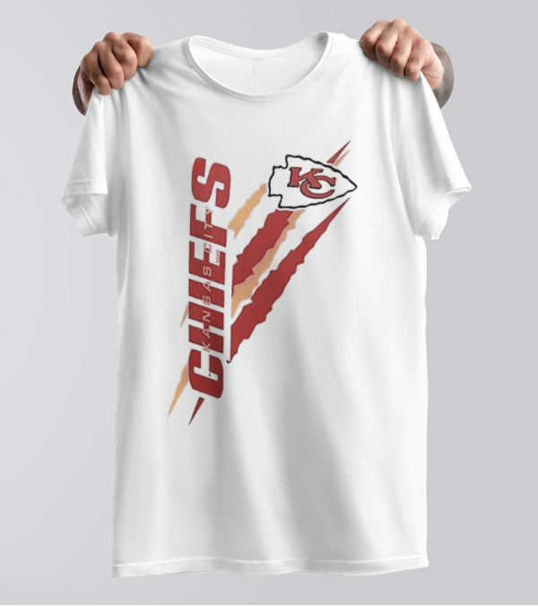 Kansas City Chiefs KC Arrowhead Logo Red Yellow Scratch Marks T-Shirt