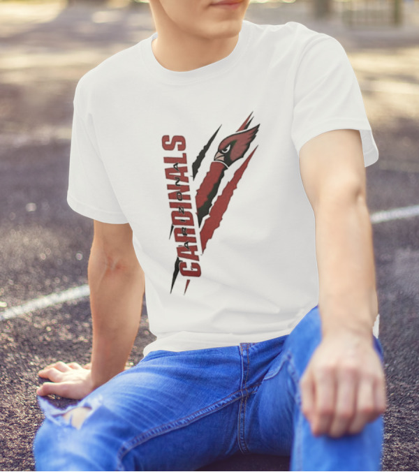 Arizona Cardinals Vertical Scratch Logo NFL Fan Gear T-Shirt