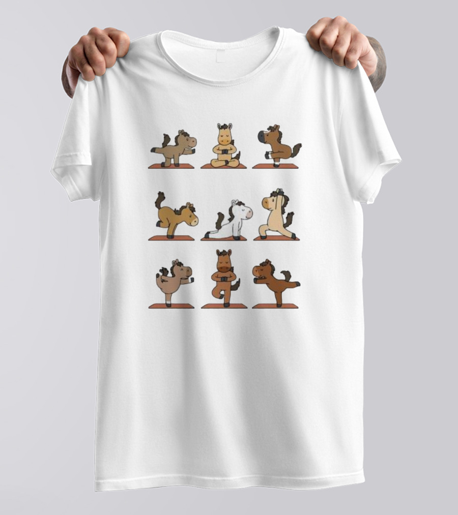Cute Horse Practice Yoga For Good Health Yoga Poses Collection T-Shirt