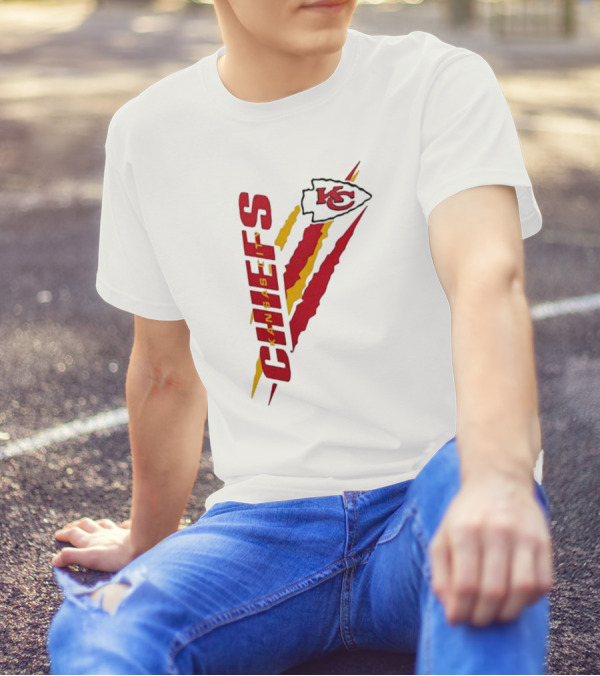Kansas City Chiefs KC Red Yellow Scratch Design Starter T-Shirt