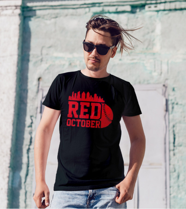Philly Philadelphia Red October Baseball Skyline T-Shirt