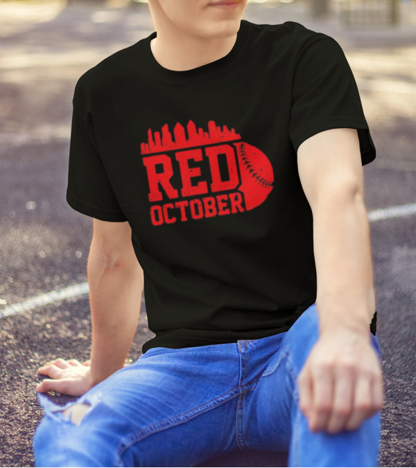 Philly Philadelphia Red October Baseball Skyline T-Shirt