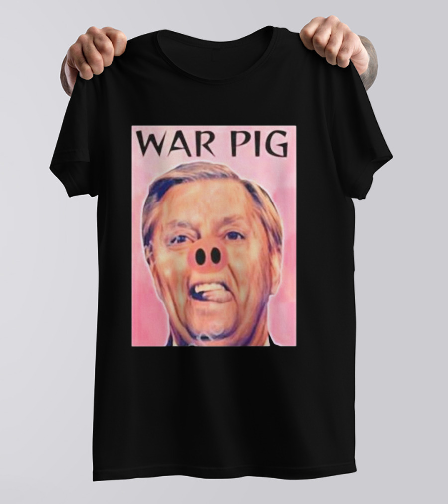 Infinitezeal Lindsey Graham War Pig Pink Nose Image T-Shirt