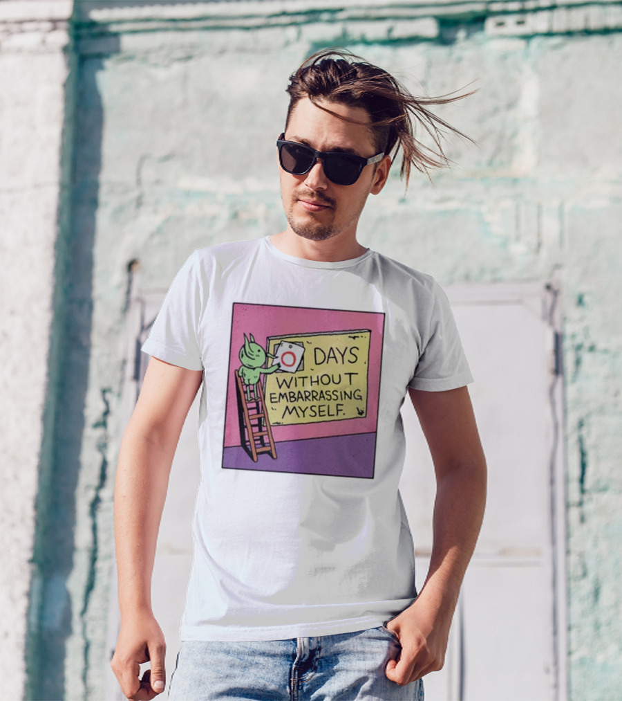 Days Without Embarrassing Myself With Green Character Placing Zero On Ladder T-Shirt