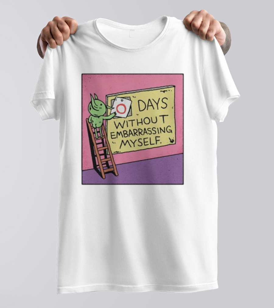 Days Without Embarrassing Myself With Green Character Placing Zero On Ladder T-Shirt