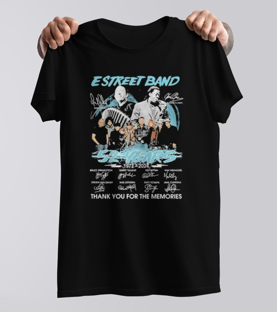 E Street Band Bruce Springsteen 52 Years 1972-2024 Thank You For The Memories T-Shirt