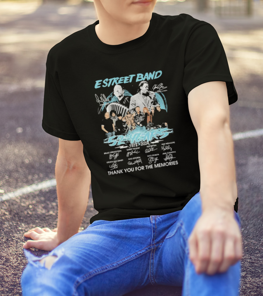 E Street Band Bruce Springsteen 52 Years 1972-2024 Thank You For The Memories T-Shirt