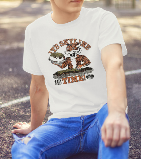 It's Skyline Time Cincinnati Bengals Tiger With Skyline Chili T-Shirt