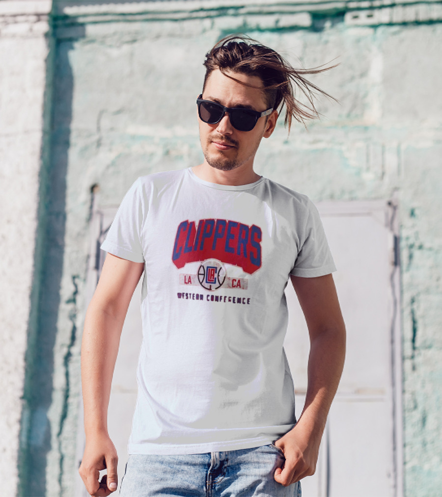 Clippers LA CA Western Conference Front Court Press Snow Wash T-Shirt