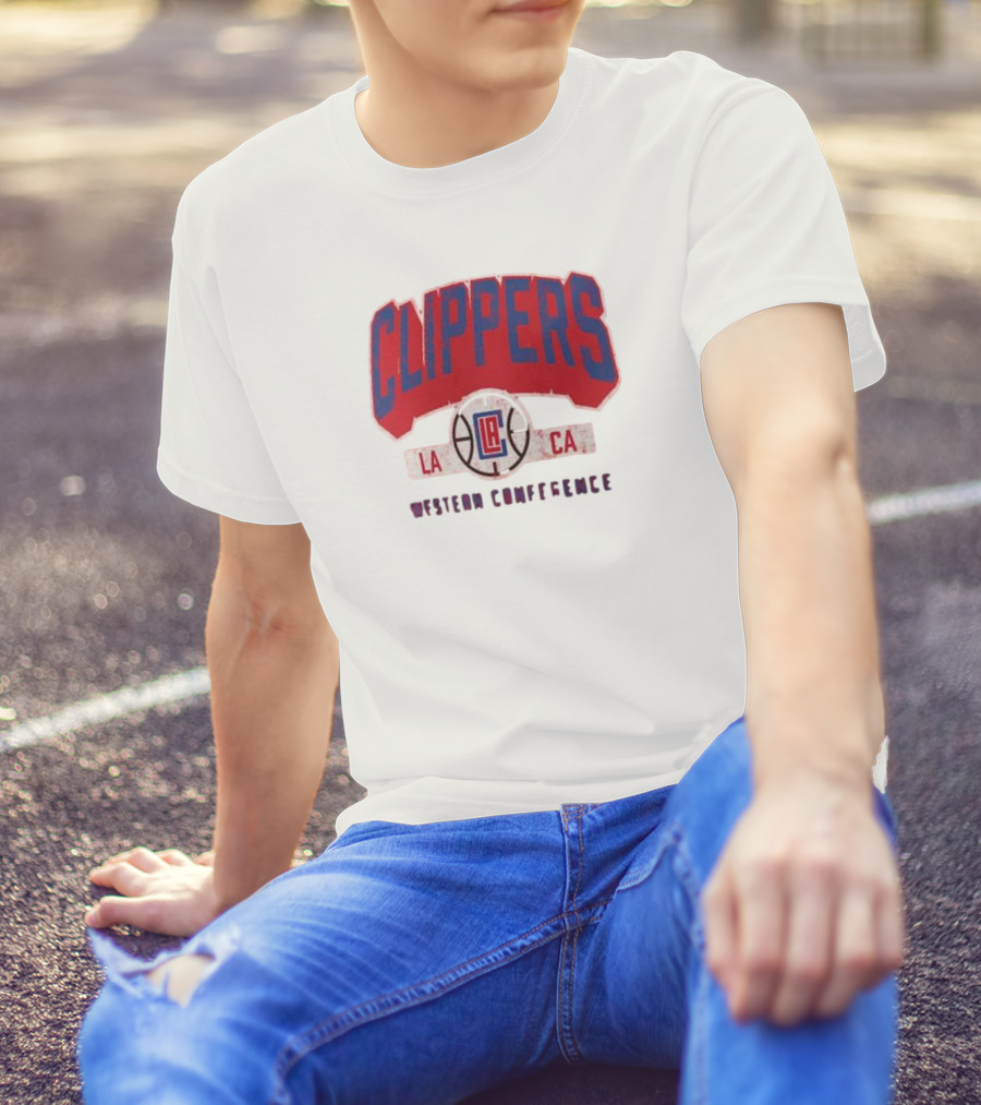 Clippers LA CA Western Conference Front Court Press Snow Wash T-Shirt