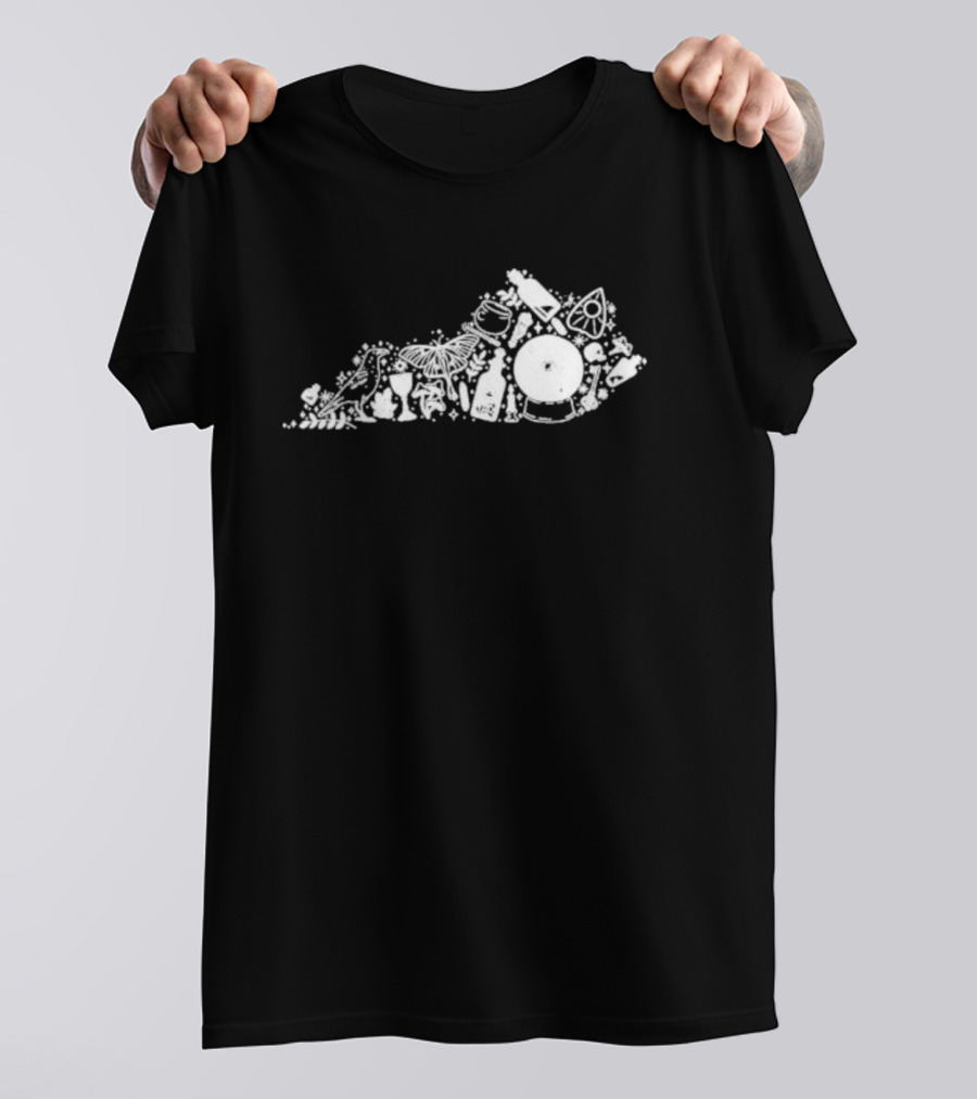 Kentucky For Kentucky Witchy Ky Spooky State Outline Icons T-Shirt