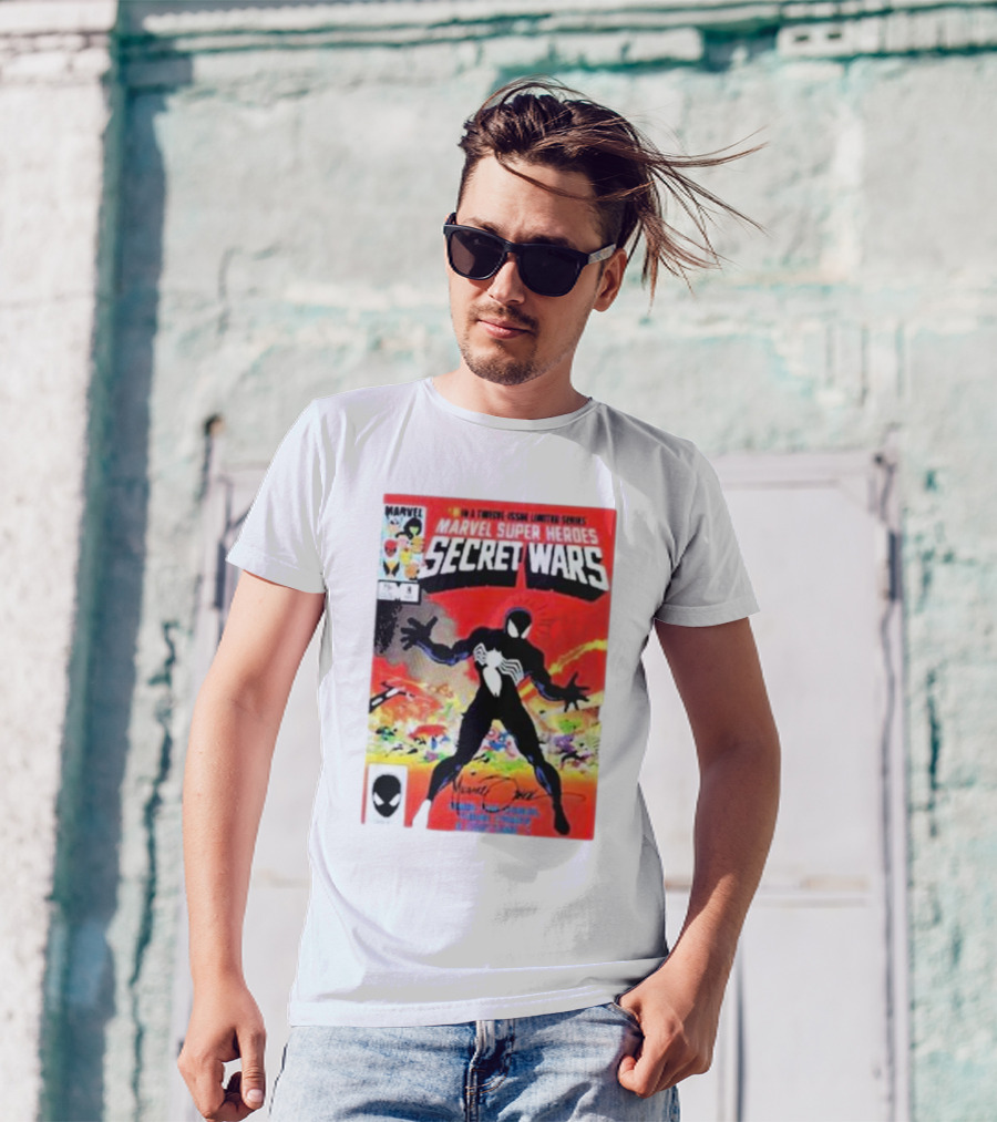 Marvel Super Heroes Secret Wars Spider-Man Black Suit Comic Cover T-Shirt