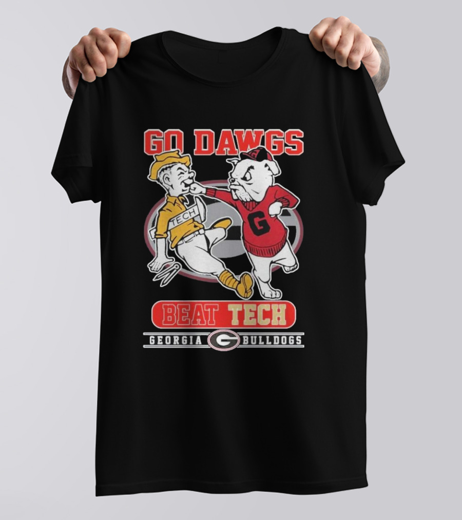 Go Dawgs Beat Tech Georgia Bulldogs Rivalry Football Mascot Showdown T-Shirt