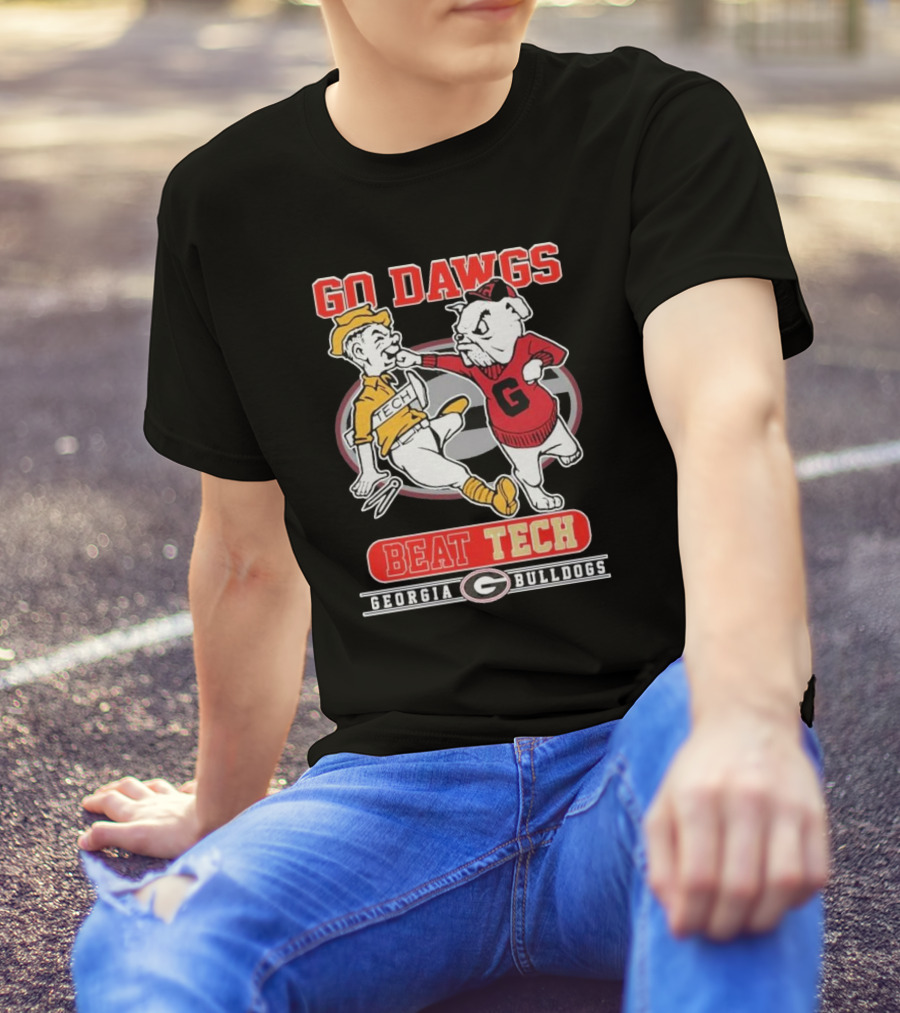 Go Dawgs Beat Tech Georgia Bulldogs Rivalry Football Mascot Showdown T-Shirt