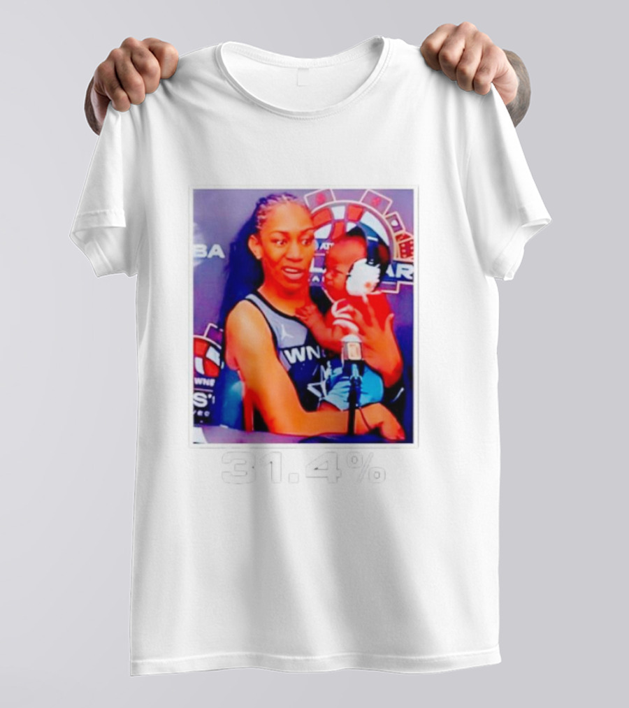 A’ja Wilson Holding Baby 31.4% WNBA Stars T-Shirt