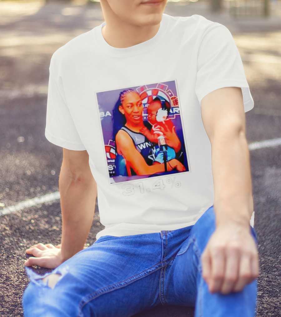 A’ja Wilson Holding Baby 31.4% WNBA Stars T-Shirt