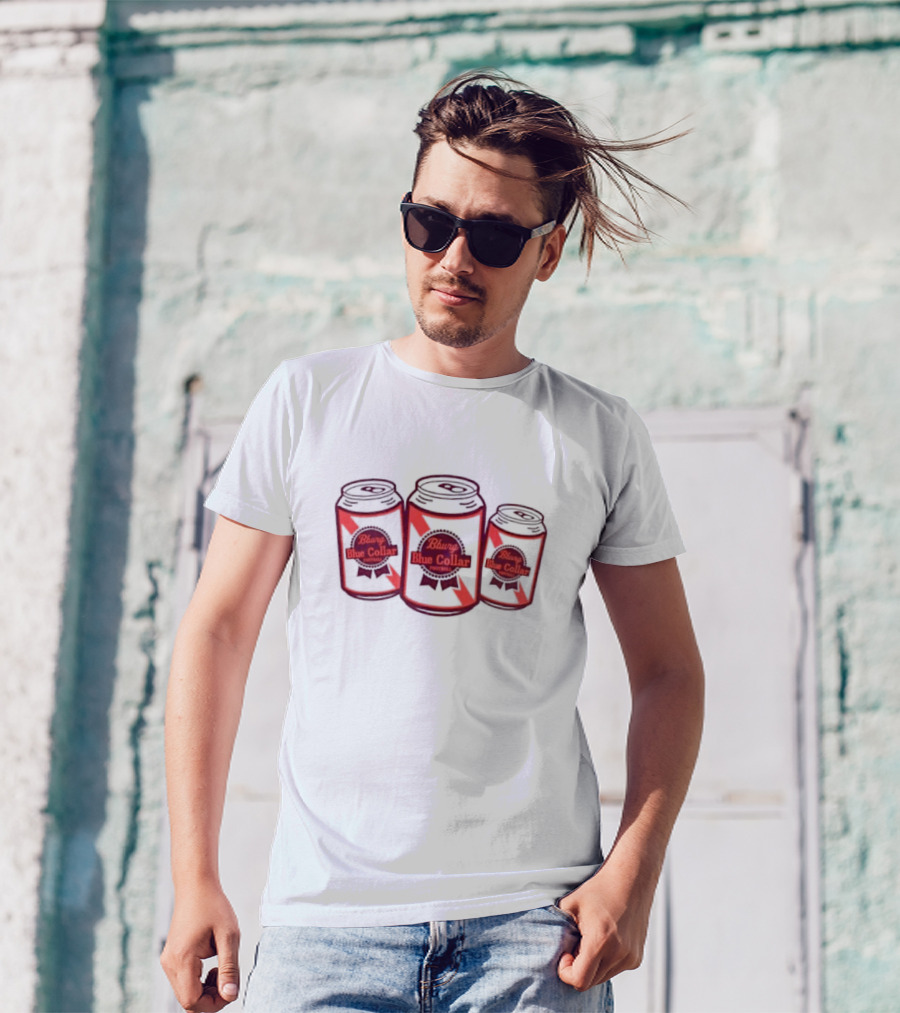 Bburg Blue Collar Football Three Cans T-Shirt
