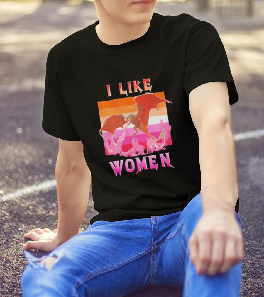 I Like Women Dragon Lesbian Flag T-Shirt