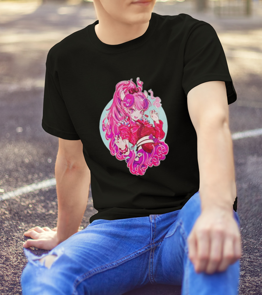 Invasion Club Ironmouse Pink Anime Character Art Collaboration T-Shirt