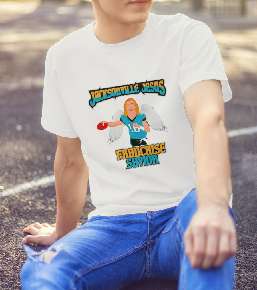 Jacksonville Jesus Franchise Savior Trevor Lawrence Angel Wings Football T-Shirt