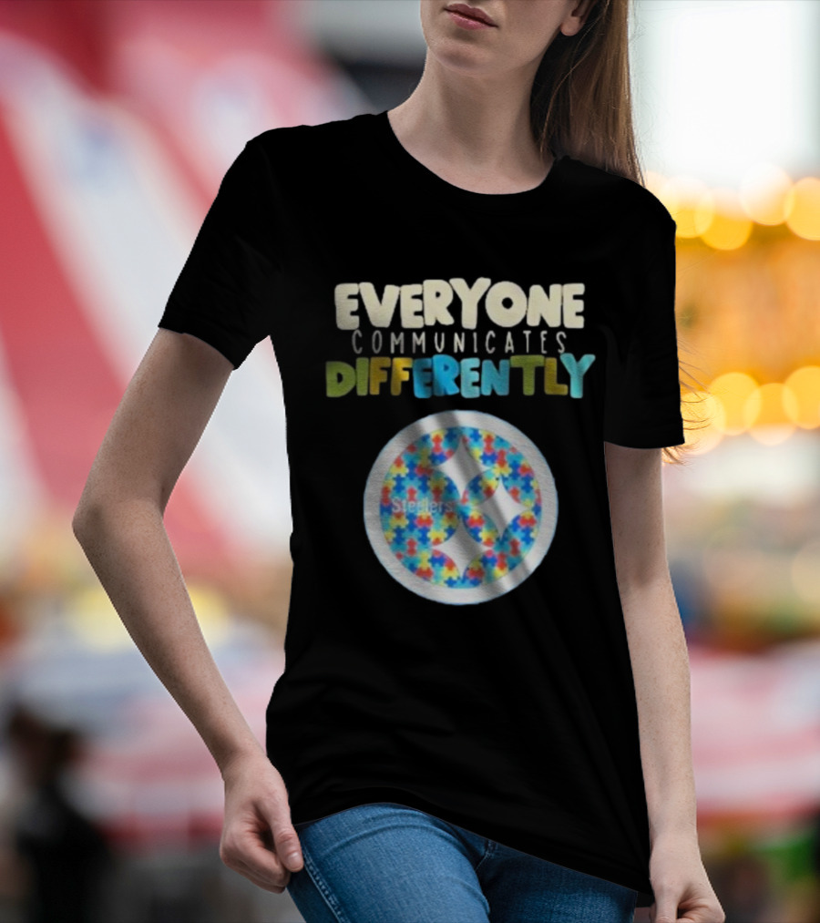 Everyone Communicates Differently Steelers Puzzle T-Shirt