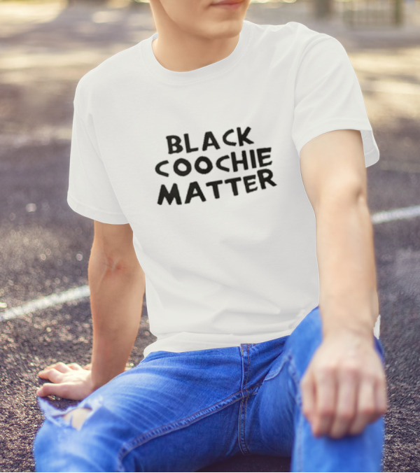 Qadi Black Coochie Matter Text T-Shirt