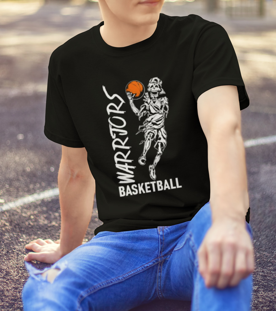 Warriors Skeleton Basketball Player Holding Ball T-Shirt