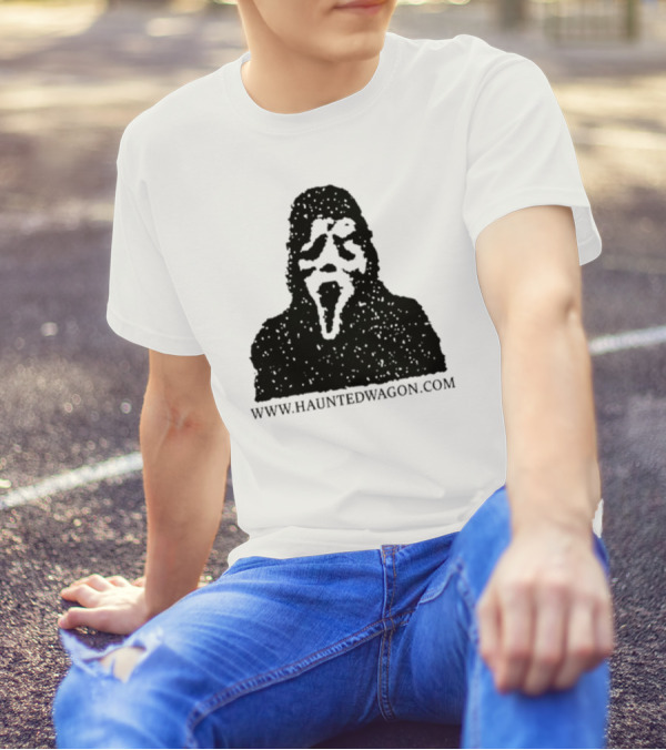 Onlineceramics Haunted Wagon Scream Mask Silhouette Www.hauntedwagon.com T-Shirt