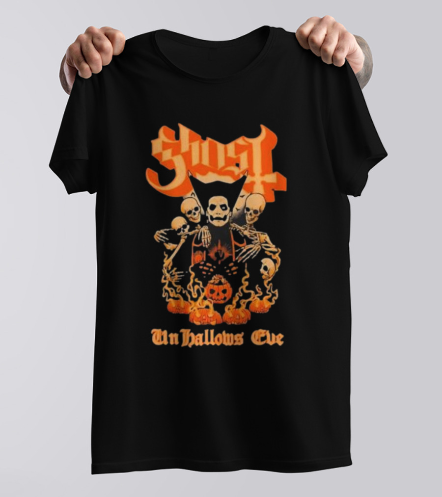 Ghost Un Hallows Eve Skeletons And Pumpkins T-Shirt