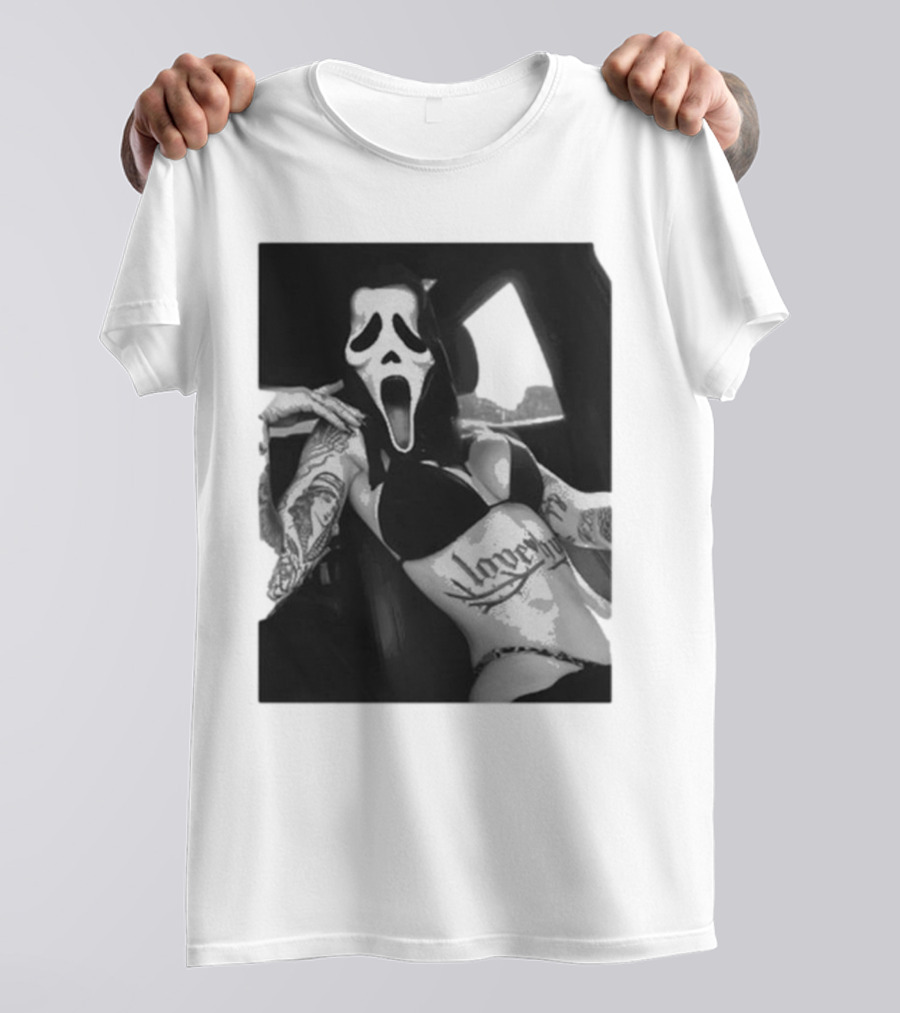 Scream If U Need Me Ghost Face Love Tattoo T-Shirt