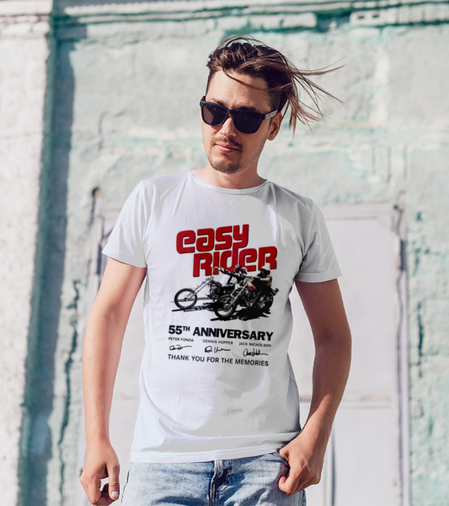 Easy Rider 55th Anniversary Dennis Hopper Jack Nicholson Peter Fonda Thank You For The Memories T-Shirt