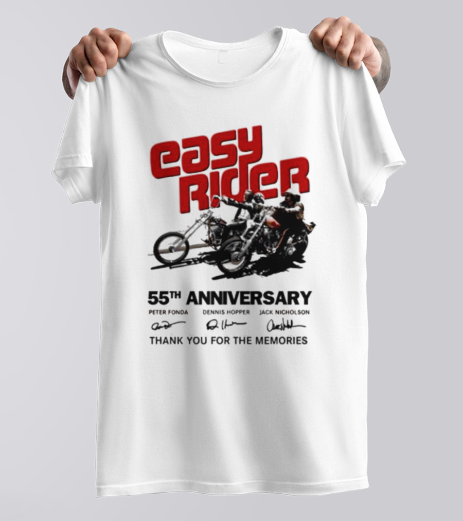 Easy Rider 55th Anniversary Dennis Hopper Jack Nicholson Peter Fonda Thank You For The Memories T-Shirt