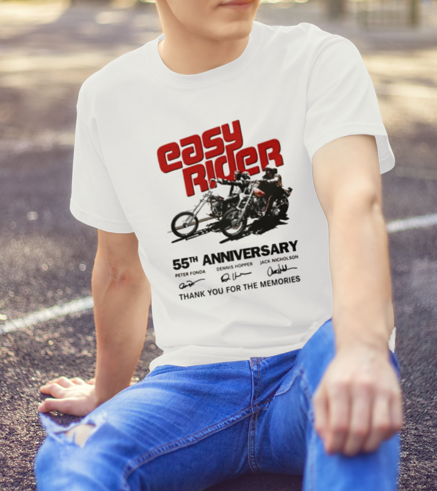 Easy Rider 55th Anniversary Dennis Hopper Jack Nicholson Peter Fonda Thank You For The Memories T-Shirt