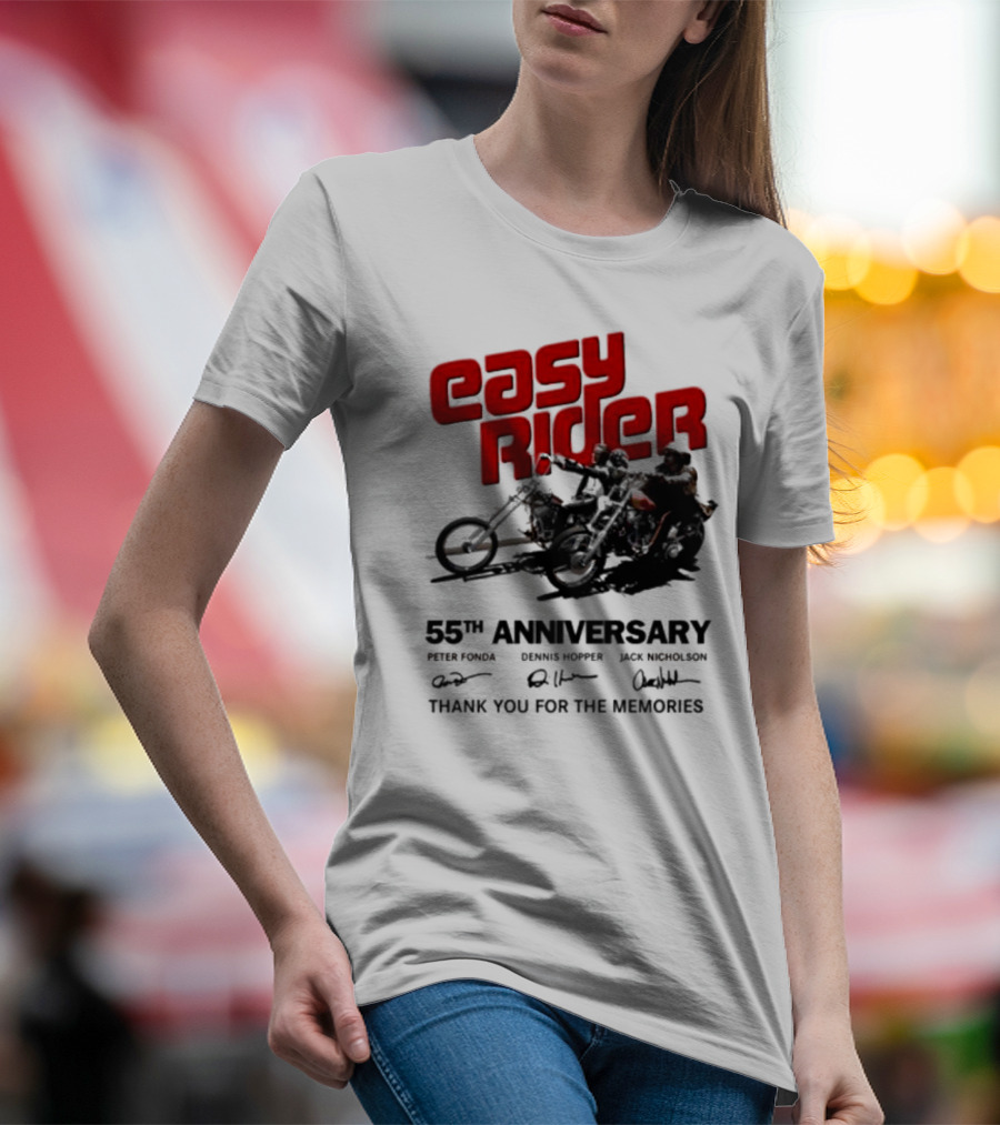 Easy Rider 55th Anniversary Dennis Hopper Jack Nicholson Peter Fonda Thank You For The Memories T-Shirt