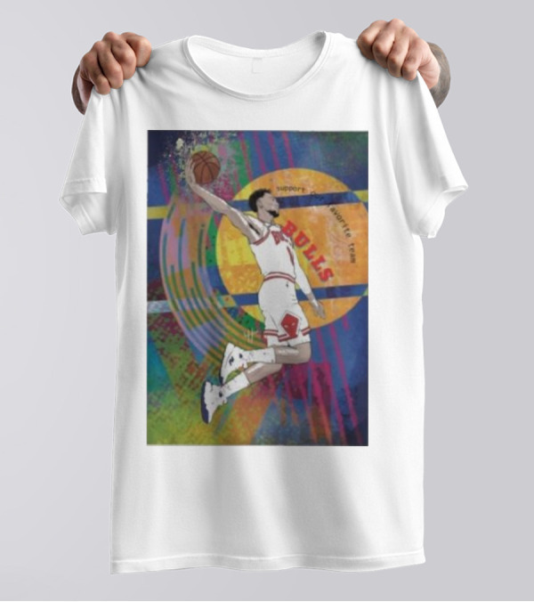 Support Favorite Team Bulls Basketball Player A Special For Chicago Fans Colorful T-Shirt