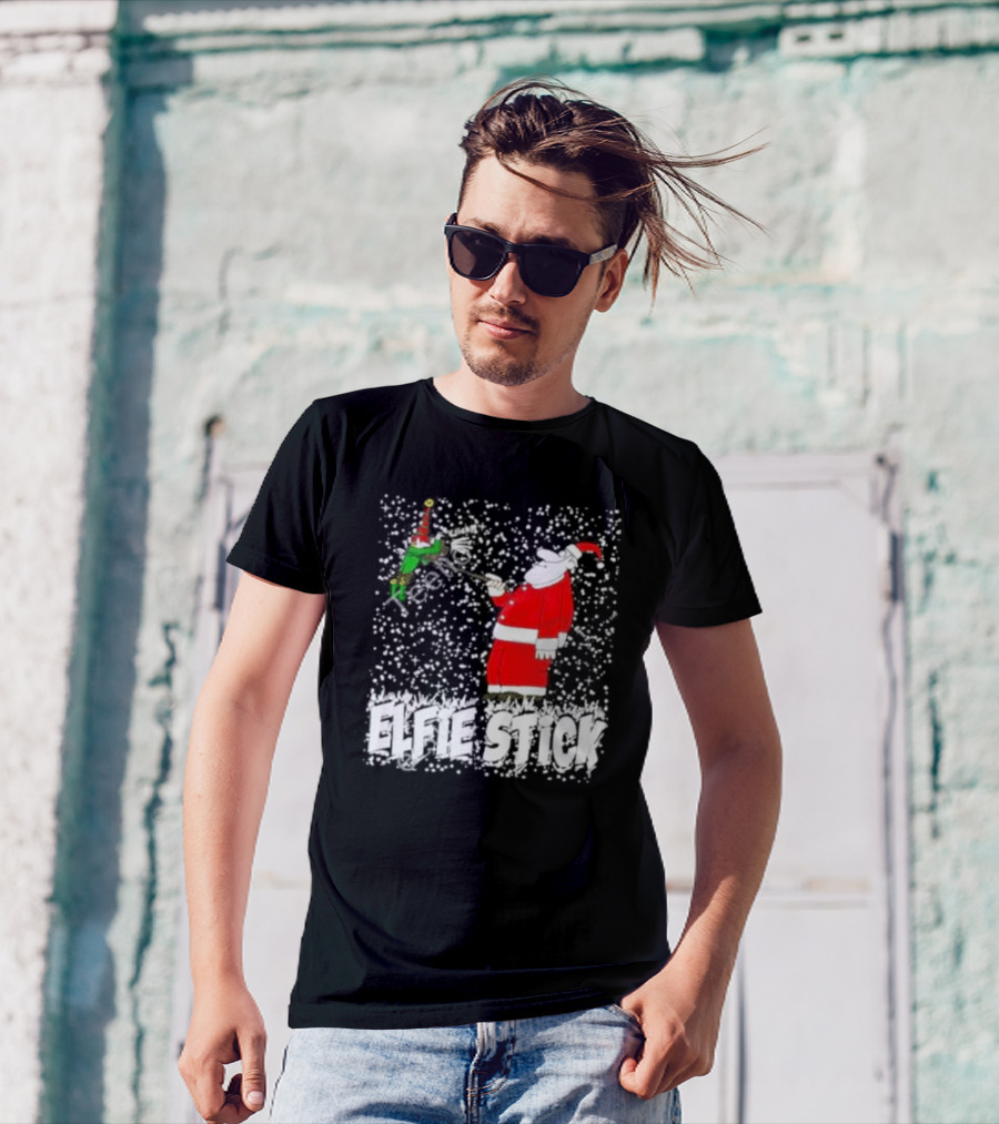 Elfie Stick Santa Christmas Humor T-Shirt