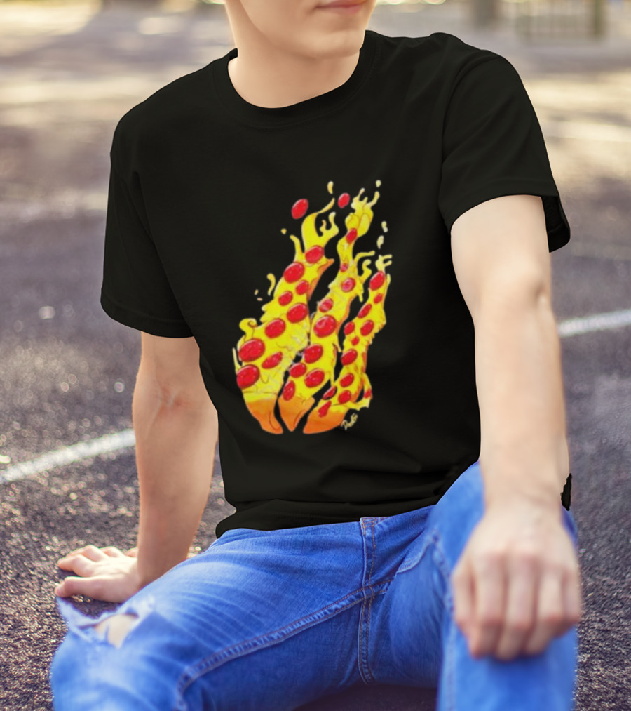 Preston Stylez Fire Pizza Flaming Pepperoni Blaze T-Shirt