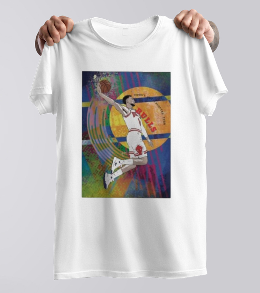 Basketball Player A Support Colorful Chicago Bulls Fans T-Shirt