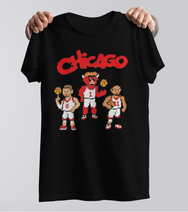 Chicago Bulls NBA Mascot And Player Pixel Art Chicago T-Shirt