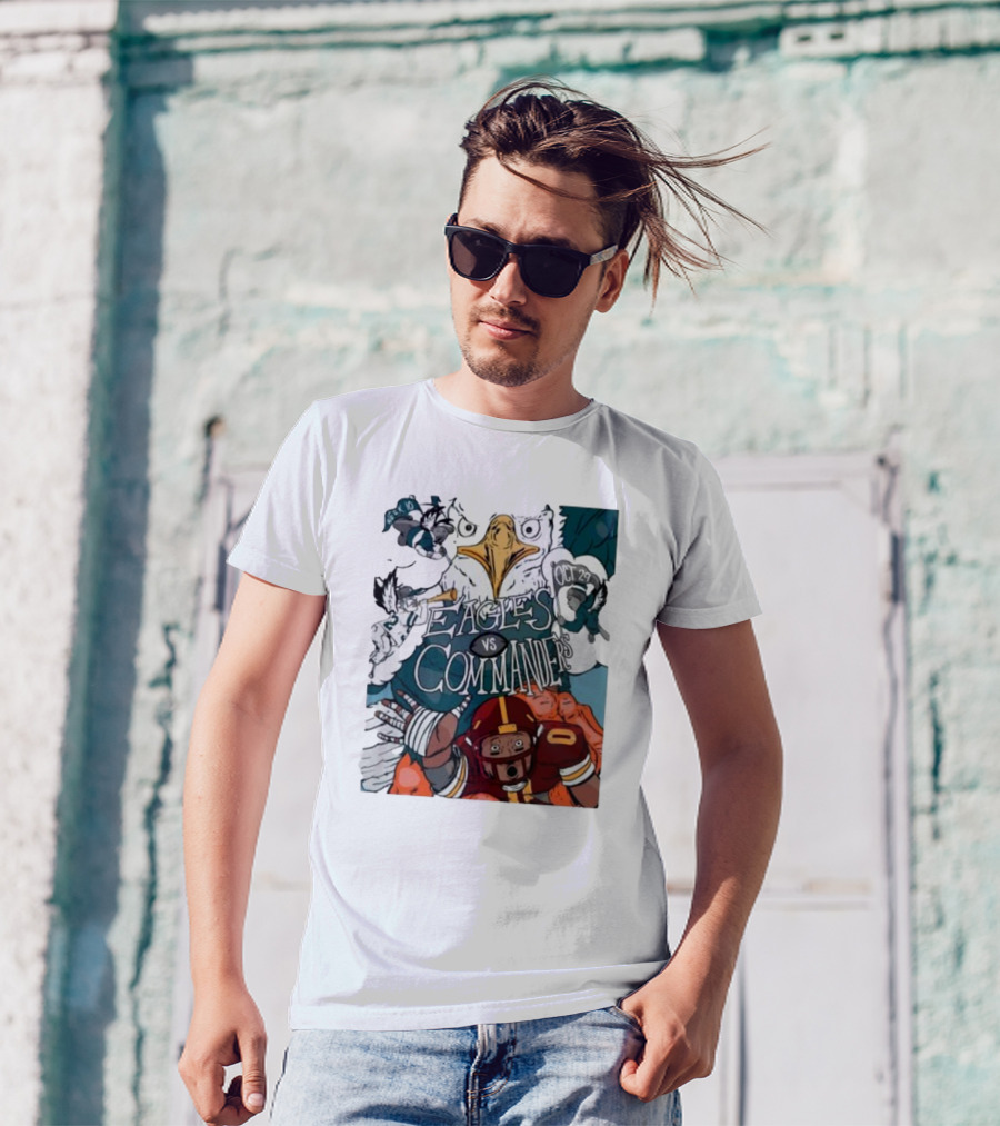Eagles Vs Commanders Cartoon October 29 Football Showdown T-Shirt