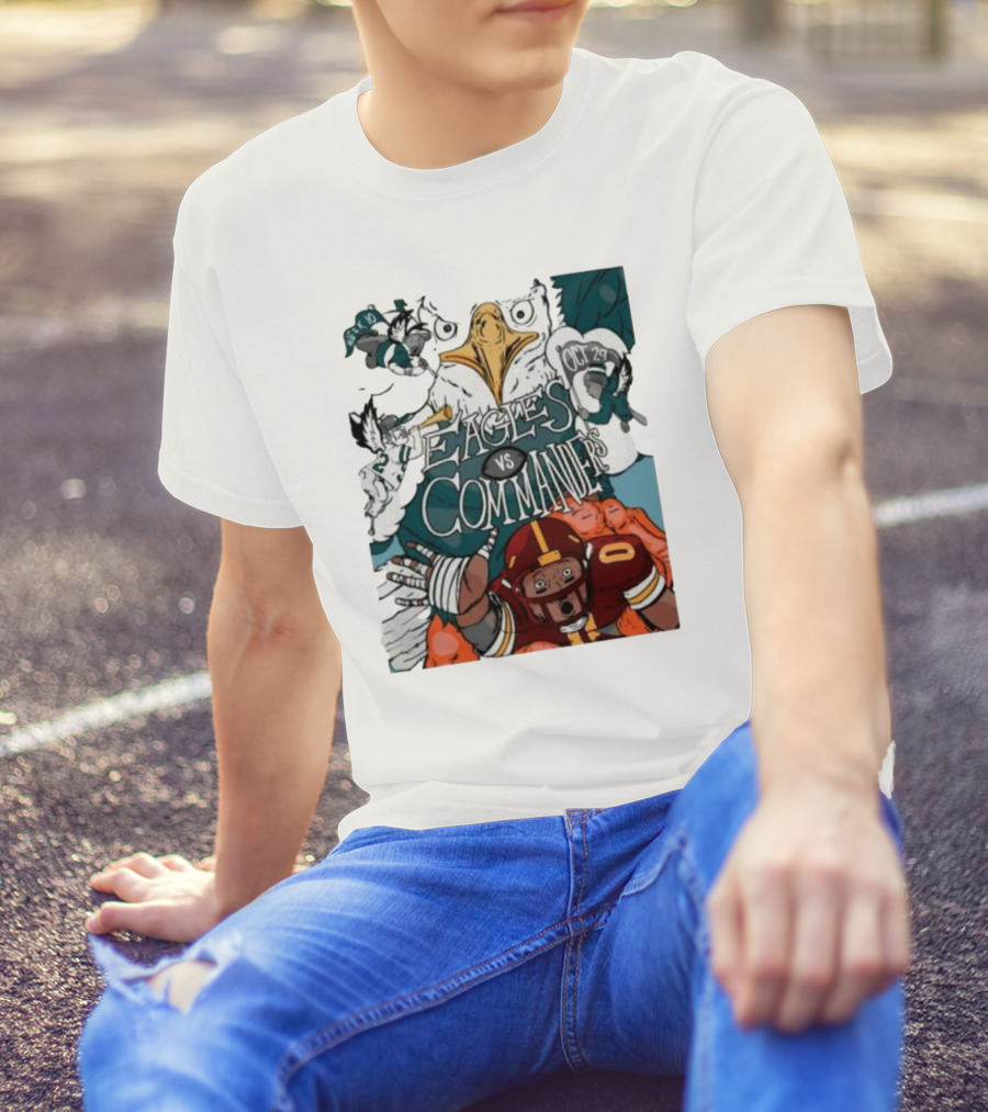 Eagles Vs Commanders Cartoon October 29 Football Showdown T-Shirt