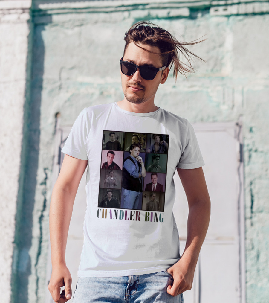 Retro Chandler Bing 90s Sweater Matthew Perry Collage T-Shirt