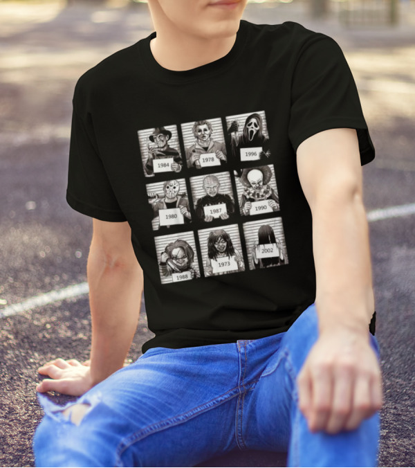 Halloween Horror Legends Killer Shots Freddy Jason Michael Pinhead Pennywise Chucky Samara Ghostface Creepy Fan T-Shirt