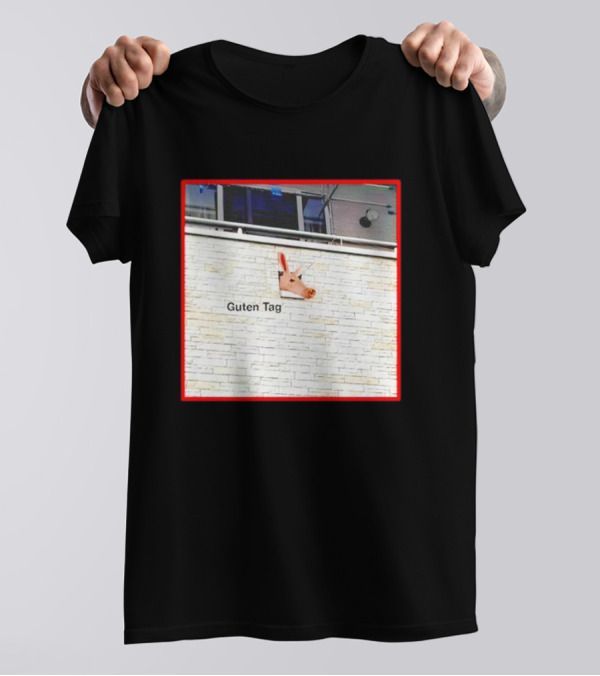 Guten Tag Pig Wall Mount With Brick Background T-Shirt