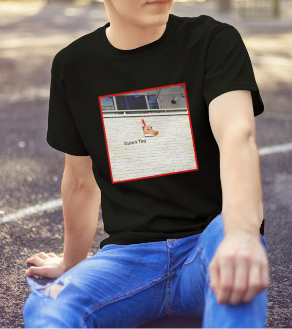Guten Tag Pig Wall Mount With Brick Background T-Shirt