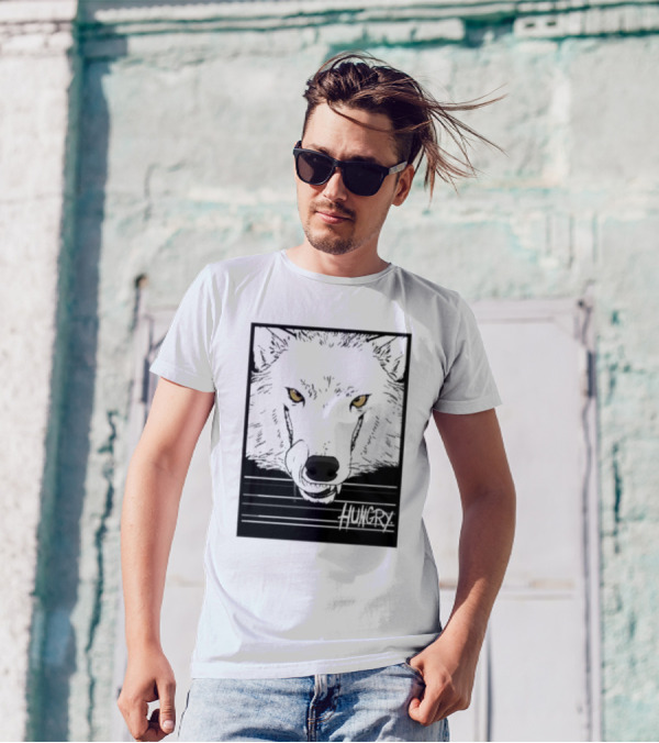 Sloshdog Hungry Wolf Face Yellow Eyes T-Shirt