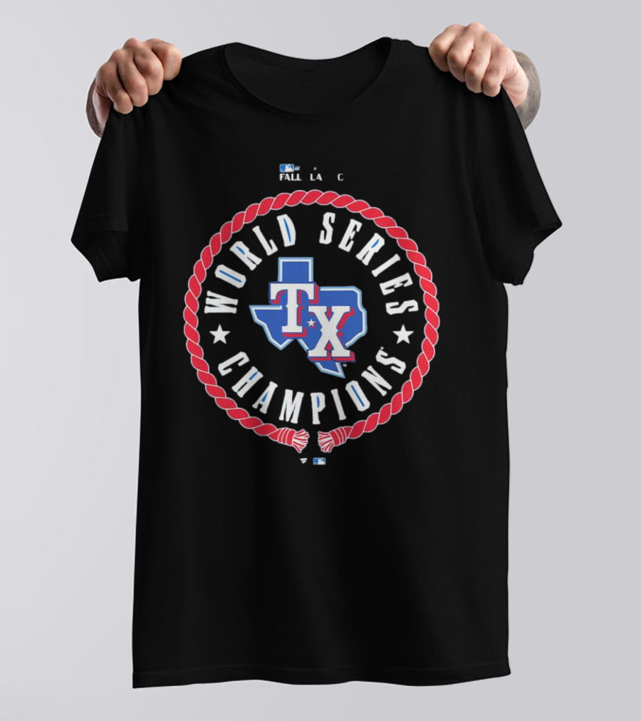 Texas Rangers World Series Champions TX Logo Rope Circle T-Shirt
