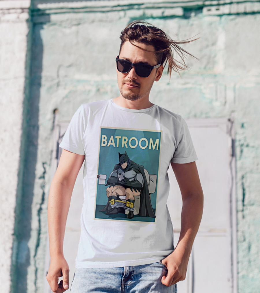 BATROOM Batman Comic Style Toilet Humor T-Shirt