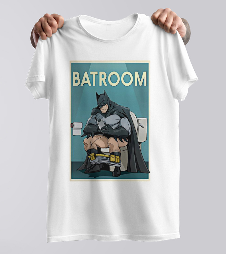 BATROOM Batman Comic Style Toilet Humor T-Shirt