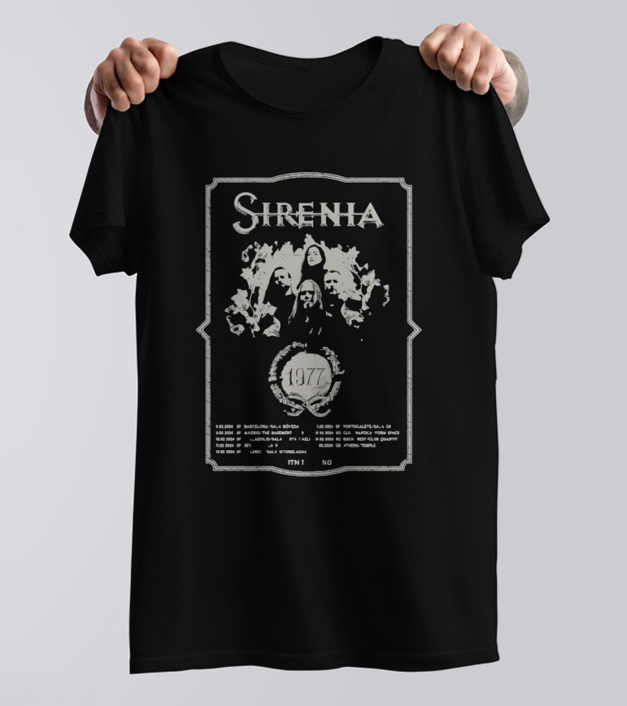 Sirenia 1977 Tour Spain Barcelona Madrid Santander Alicante Pontefract Madrid London T-Shirt
